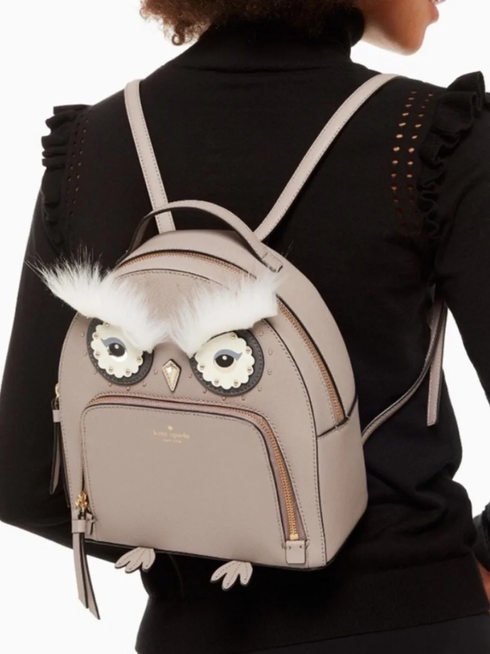 Kate Spade Star Bright Owl Backpack Gray Purse Collectors Rare